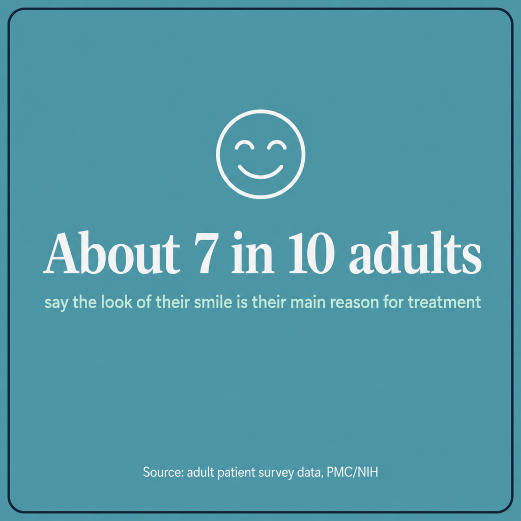 about 7 in 10 adults say their smile is their main reason for treatment