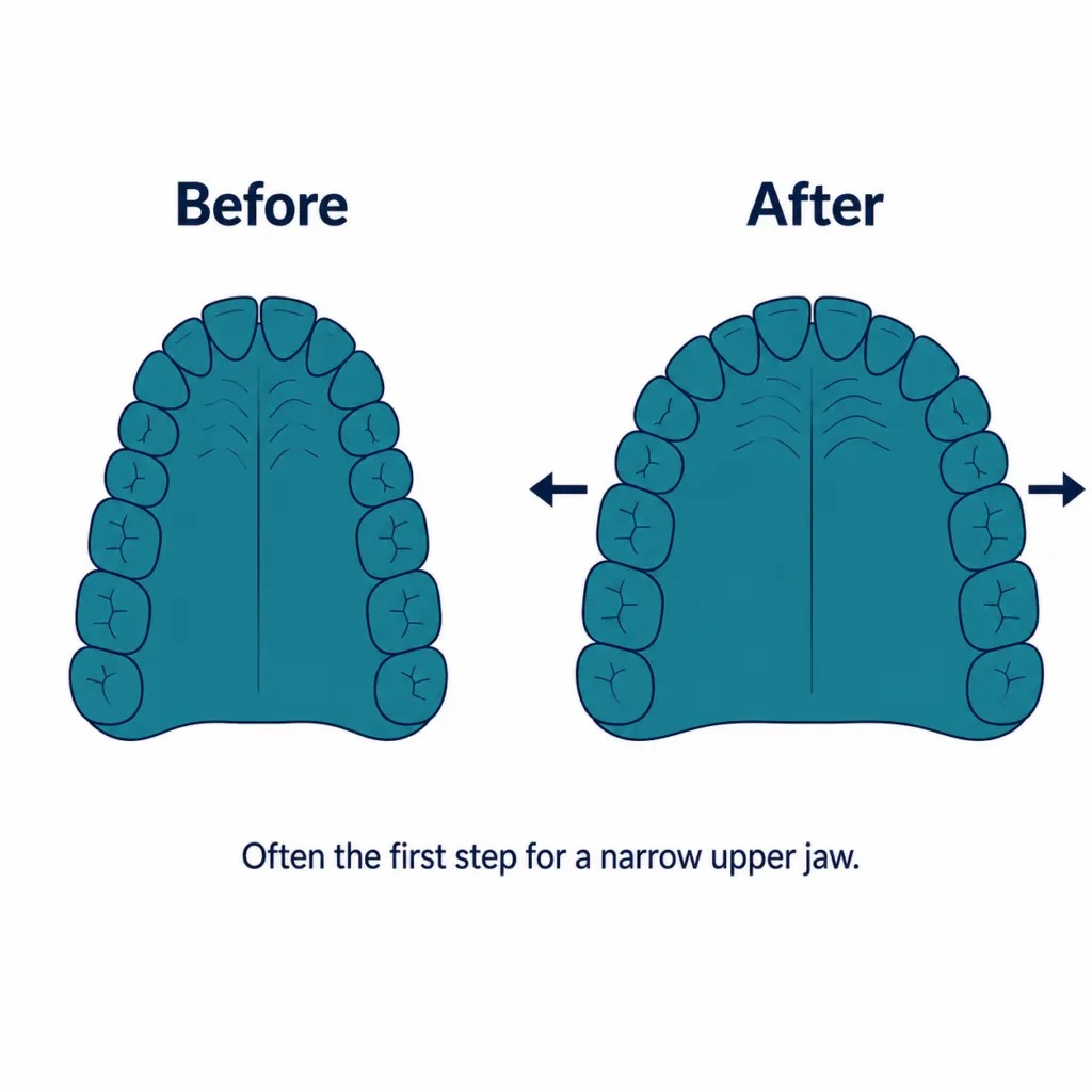 before and after of upper dental arch